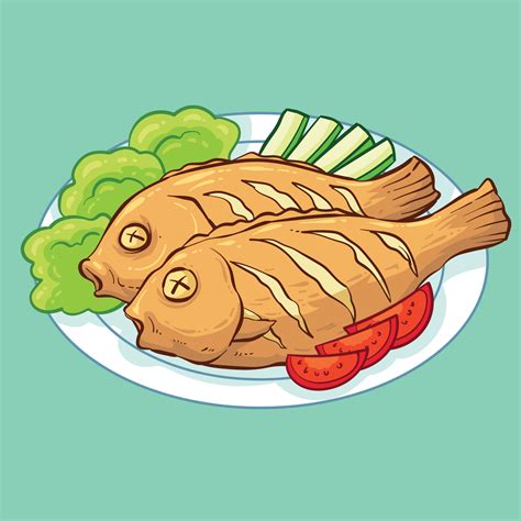 hand drawn fried fish 1 7949287 Vector Art at Vecteezy