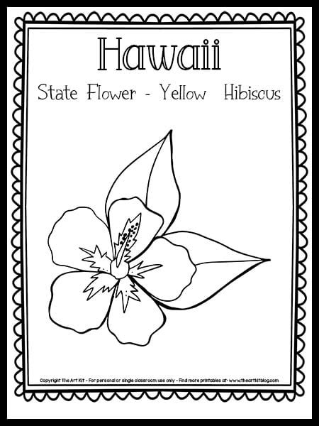 Hawaii State Flower Coloring Page (Hibiscus!) {FREE Printable!} - The ...