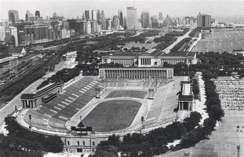 Vintage Soldier Field - Black & White Historical Chicago Bears | Chicago History Framed Print