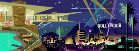 Hollywood (night) | Mac George Art Prints