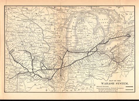 1905 Antique WABASH RAILROAD Map Vintage Wabash Railway Map Birthday Gift for Friend Father Dad ...