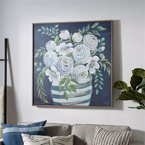 blue floral wall art