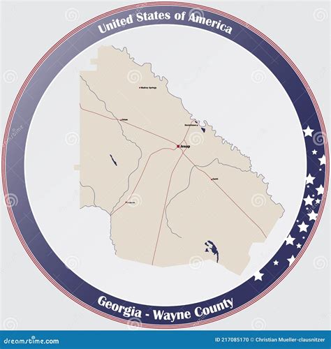 Map of Wayne County in Georgia Stock Vector - Illustration of population, citizens: 217085170