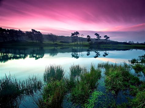 HD wallpaper: Beautiful Peaceful Nature Lakes, body of water, pink, sky, colorful | Wallpaper Flare