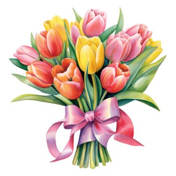 Watercolor Beautiful Tulip Flowers Bouquet Free Elements, Watercolor ...