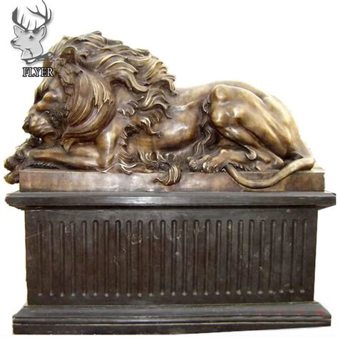 Outdoor Home Garden Decoration Metal Animal Sculpture Modern Life Size Weeping Lion Bronze ...