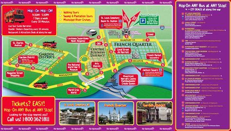 Hop-On Hop-Off Bus Tour Map | Tourist map, City maps, New orleans