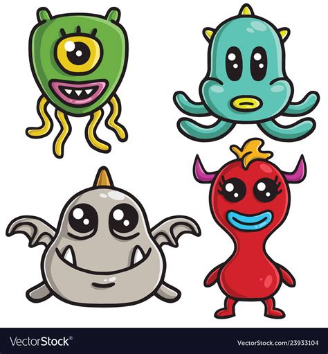 Monster character design cartoon set Royalty Free Vector