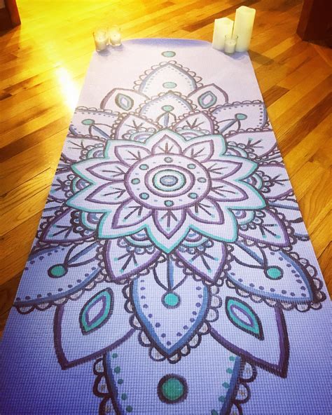 One of the hand-painted mandala yoga mats I’ve created. It’s very ...