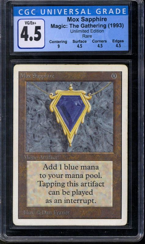 Magic the Gathering Unlimited Mox Sapphire CGC 4.5 MODERATE/HEAVY PLAY ...