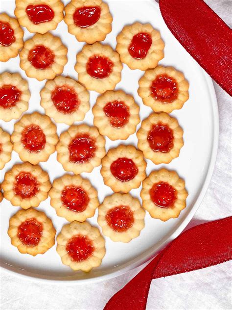 Jam Thumbprint Cookies | Spritz Cookies with Jam - Drive Me Hungry