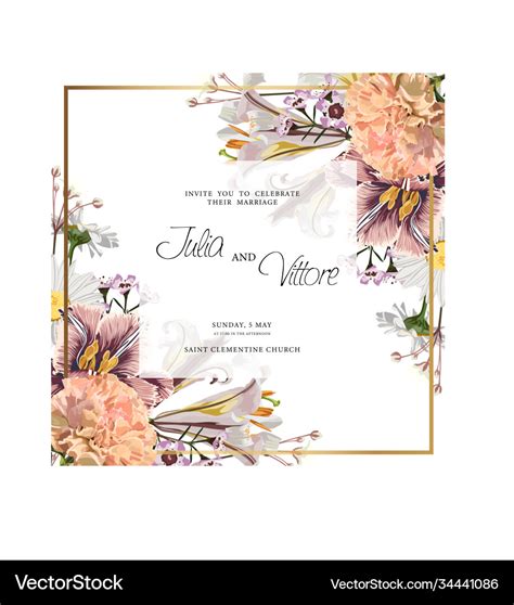 Floral wedding invitation card template design Vector Image