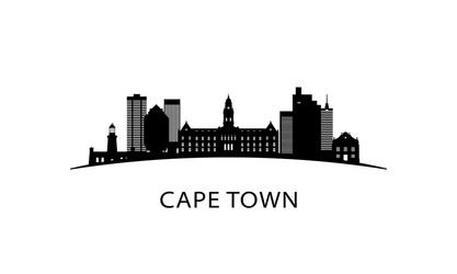 Cape town skyline silhouette black city Royalty Free Vector