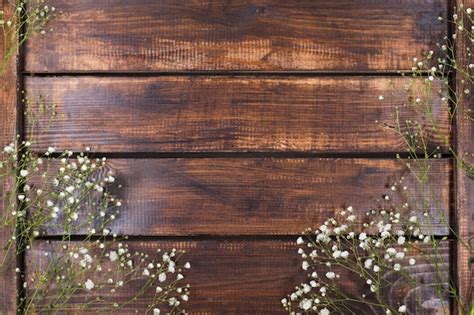 Free Photo | Light white flowers on wood