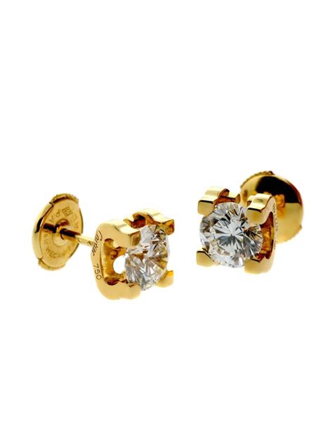 Cartier Diamond Gold C De Cartier 2.20 Carats Stud Earrings at 1stdibs