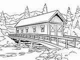 Lovely Covered Bridge Coloring  Page sketch template