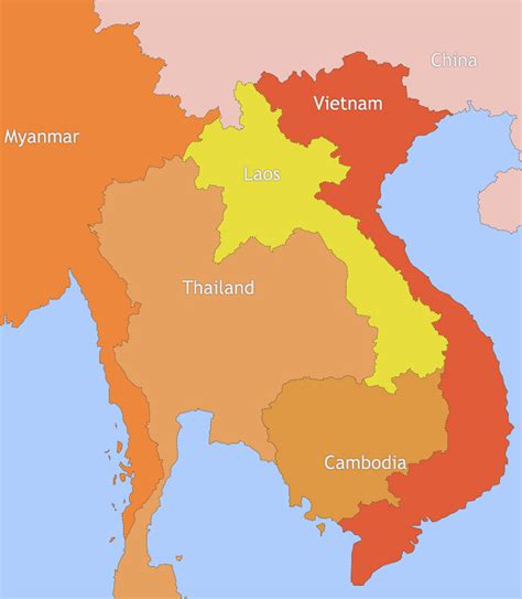 Map of Thailand and Vietnam