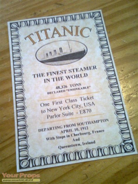 Titanic First Class ticket replica replica movie prop