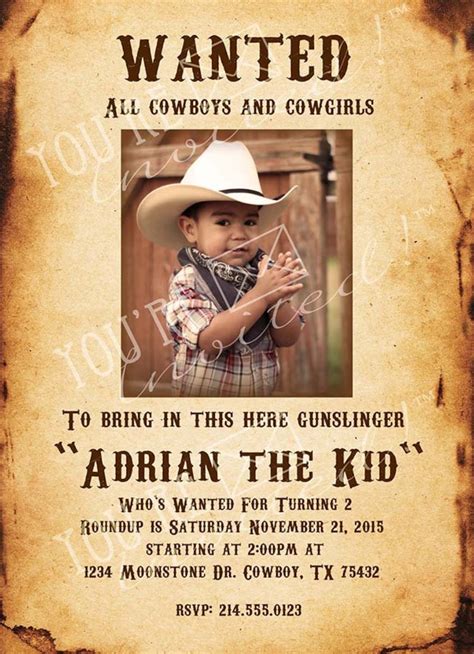 Digital Invite Cowboy birthday invitations Wild wild west | Etsy