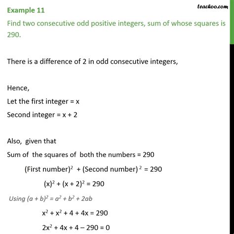 Question 5 - Find two consecutive odd positive integers - Examples