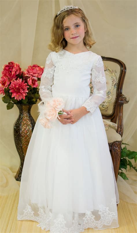 Organza Beaded three Quarter Sleeve First Communion Dress