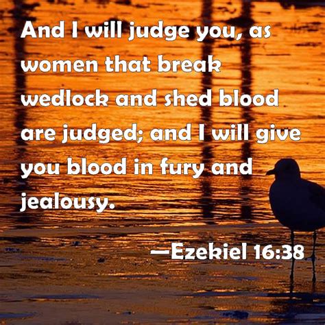 Ezekiel 16:38 And I will judge you, as women that break wedlock and shed blood are judged; and I ...