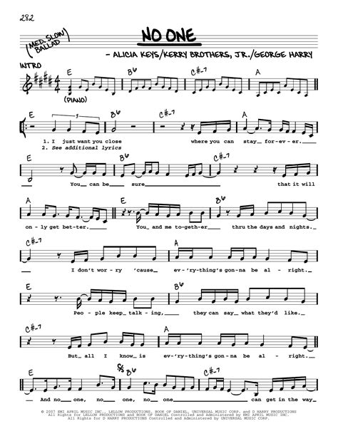 No One by Alicia Keys Sheet Music for Real Book – Melody & Chords at Sheet Music Direct