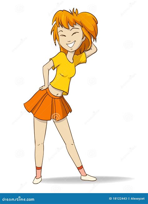 Cartoon Girl Cheerleader in Short Skirt Stock Vector - Illustration of ...