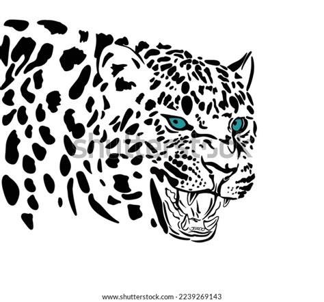 Leopard Portrait Blue Eyes Drawing Illustrations Stock Vector (Royalty Free) 2239269143 ...