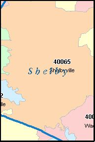 SHELBY County, Kentucky Digital ZIP Code Map