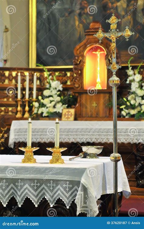 Church altar stock image. Image of peace, candlesticks - 37620187