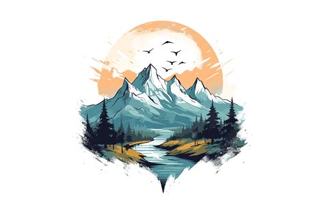 Mountain Sunset Clipart Graphic by Illustrately · Creative Fabrica