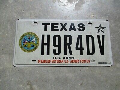 Texas U.S. Army Disabled Veteran license plate # H9R4 | eBay