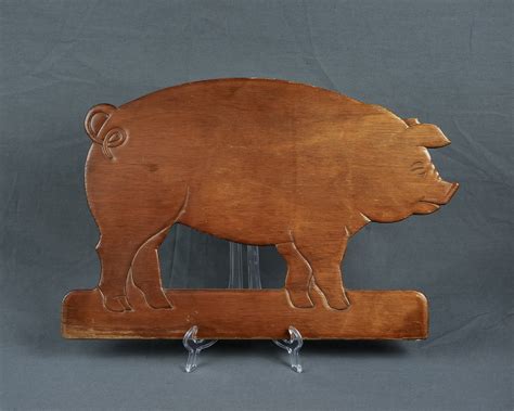 Vintage Pig Art, Wall Hanging, Distressed Swine, Brown Hog, Home Decor, Country Farm, Wooden ...