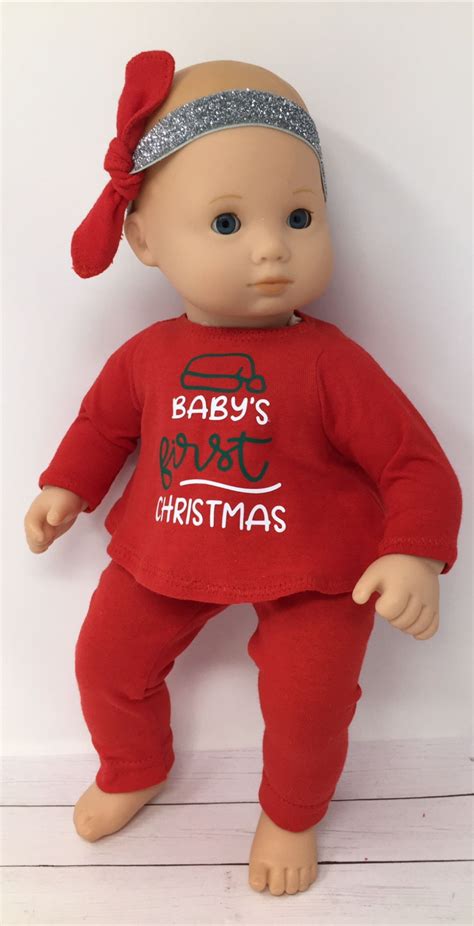 Bitty Baby First Christmas outfit! Fits Bitty Baby size doll; Christmas top, leggings and Hea ...