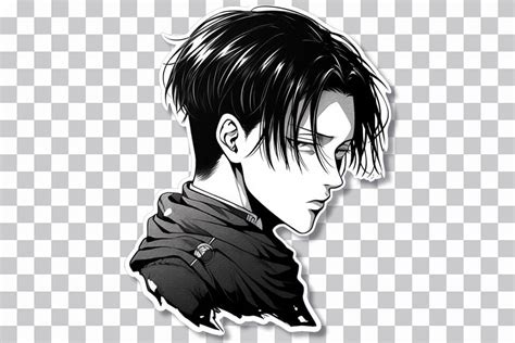 🗡️ AOT Levi Ackerman | Manga Monochrome PNG Sticker 🖤