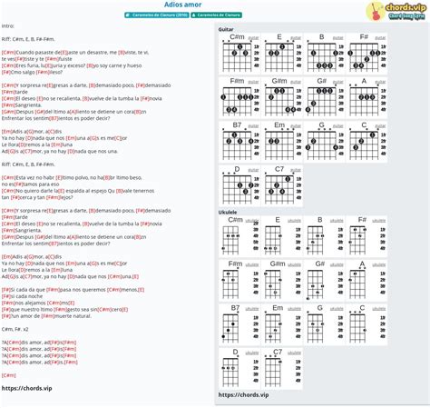 Hợp âm: Adios amor - cảm âm, tab guitar, ukulele - lời bài hát | chords.vip