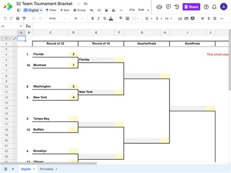 16 Team Bracket Template