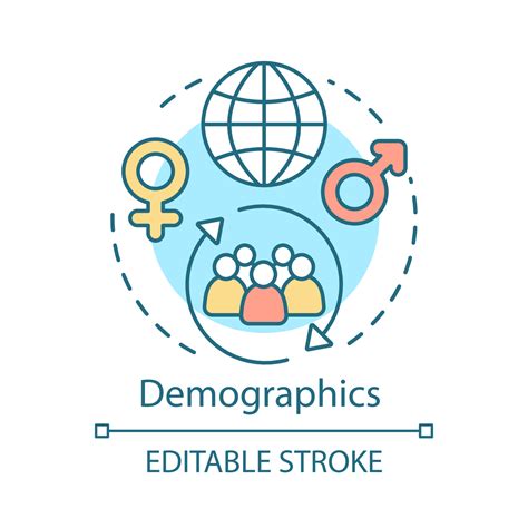 Demographics concept icon. Worldwide population information idea thin line illustration ...