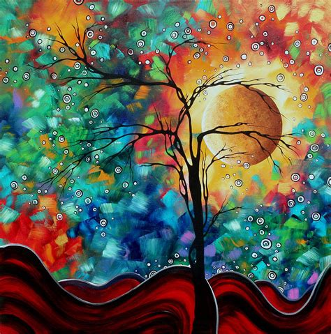 Abstract Art Original Whimsical Modern Landscape Painting Bursting ...