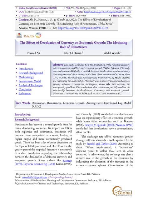 (PDF) The Effects of Devaluation of Currency on Economic Growth: The ...