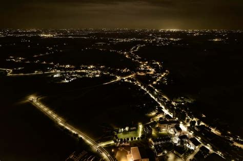 Premium Photo | Aerial night view of a town