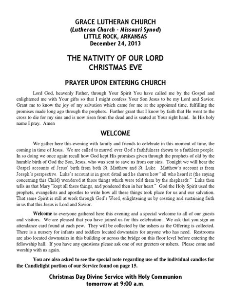 The Nativity of Our Lord Christmas Eve: Grace Lutheran Church | PDF ...