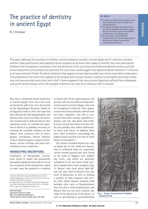 (PDF) The practice of dentistry in ancient Egypt