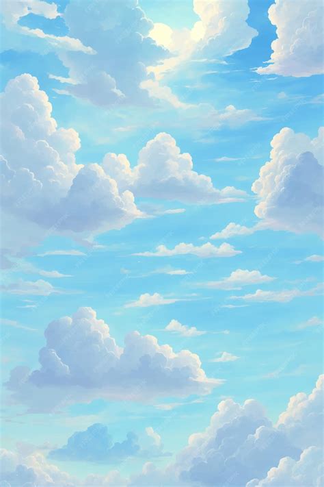 Drawing blue sky with clouds in anime style | Premium AI-generated vector