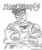 Bad Bunny Rapper Singer Coloring Pages  sketch template