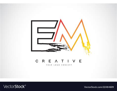 Em creative modern logo design with orange Vector Image