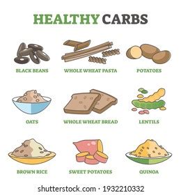 Healthy Carbs Good Complex Carbohydrate Examples Stock Vector (Royalty ...