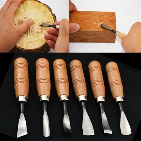 6 PCS/Set hand carving tools chisel woodcut chip part costume for art knife seal cutting wood ...