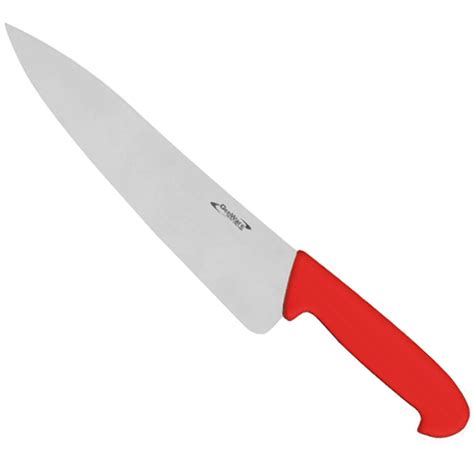 Genware Chefs Knife 10inch Red - Raw Meat | 10 Inch Knife Colour Coded ...